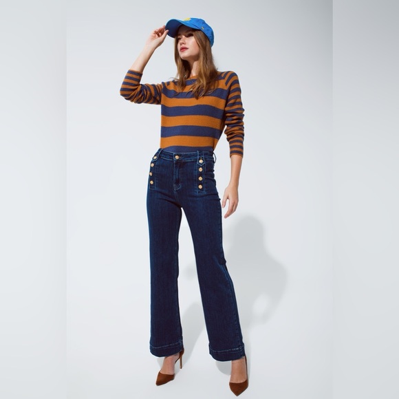 Dresses & Skirts - 190. Marine Flare Jeans with Button Detailing